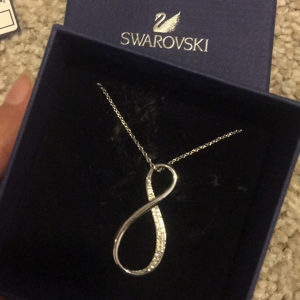 18K White Gold Plated Infinity Necklace